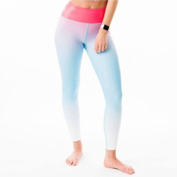 ZYIA Pants Leggings Women 8 Firecracker Light Tight Hi Rise 7/8 Mermaid Shimmer - Picture 1 of 11